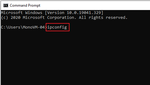 ip config on cmd